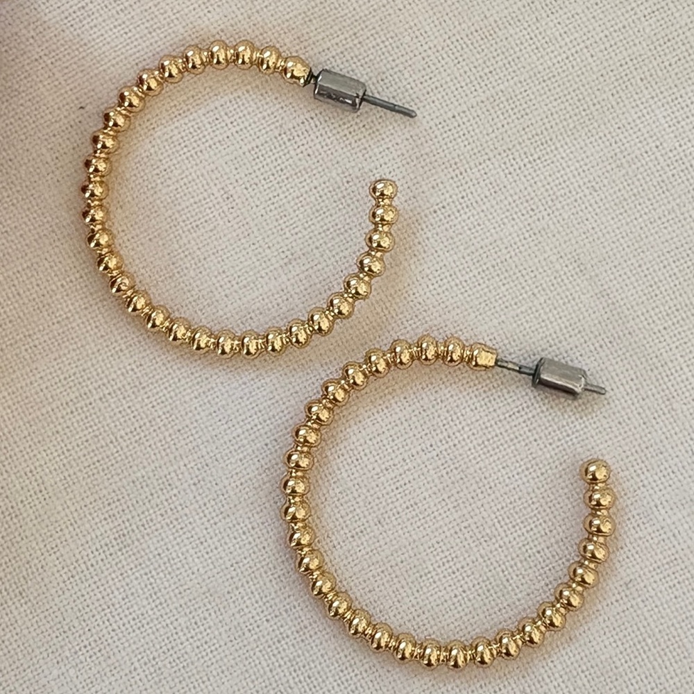 OAK + FORT Gold Beaded Hoop Earrings